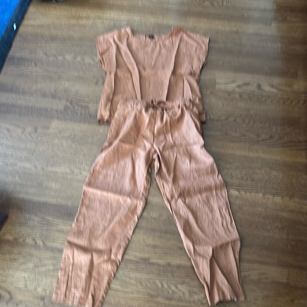 Linen PJs, rust color.
